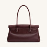 Women's Vegan Leather Turn-Lock Closure Top Handle Bag with Gold Hardware