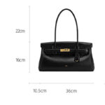 Women's Vegan Leather Turn-Lock Closure Top Handle Bag with Gold Hardware