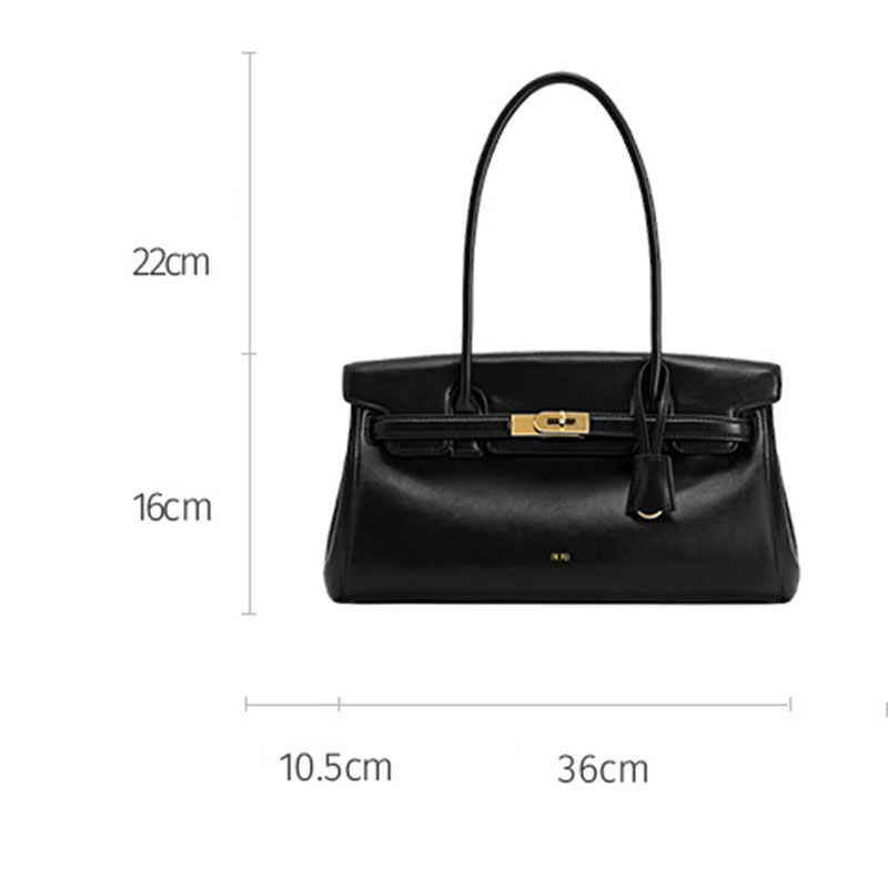 Women's Vegan Leather Turn-Lock Closure Top Handle Bag with Gold Hardware