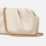 Women's Vegan Leather Metallic Pleated Chain Crossbody Clutch Bag