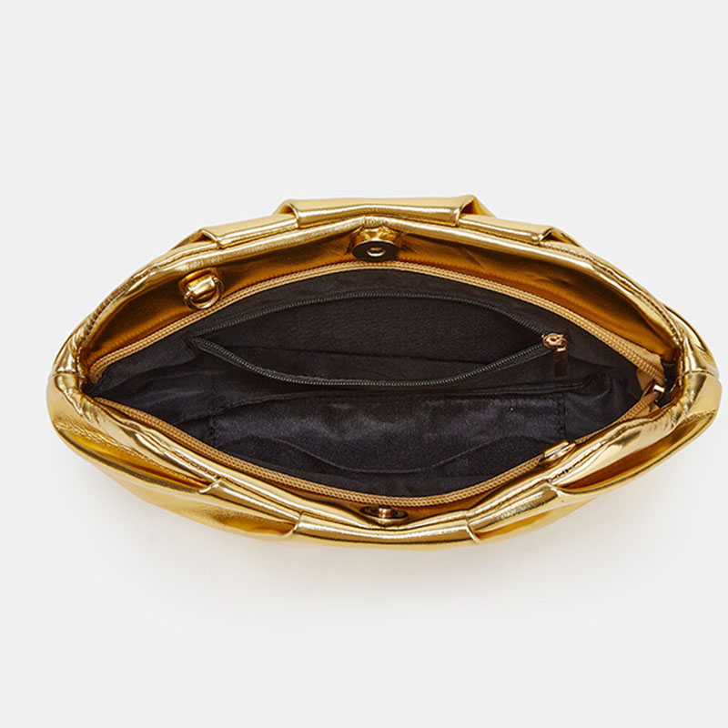 Women's Vegan Leather Metallic Pleated Chain Crossbody Clutch Bag