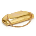 Women's Vegan Leather Metallic Pleated Chain Crossbody Clutch Bag