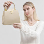 Women's Vegan Leather Pebbled Structured Shoulder Top Handle Bag