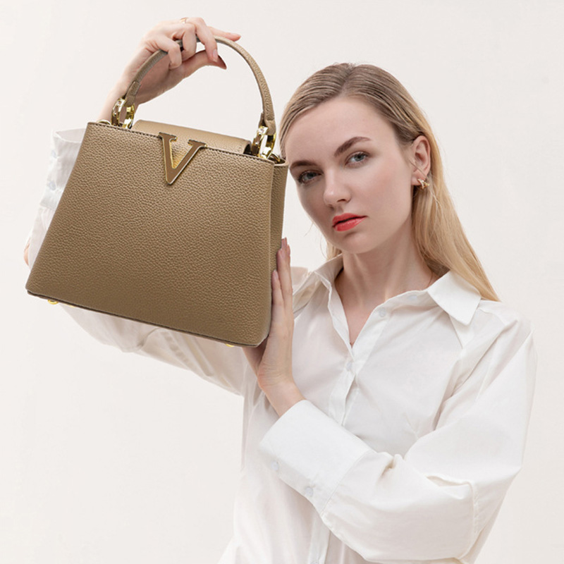 Women's Vegan Leather Pebbled Structured Shoulder Top Handle Bag