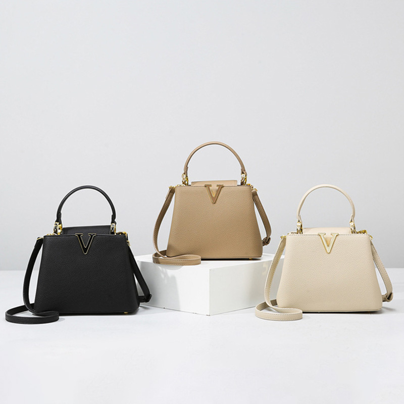 Women's Vegan Leather Pebbled Structured Shoulder Top Handle Bag