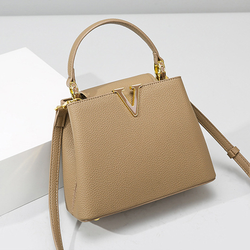 Women's Vegan Leather Pebbled Structured Shoulder Top Handle Bag