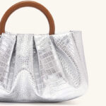 Women's Vegan Leather Ruched Ring Top Handle Bag