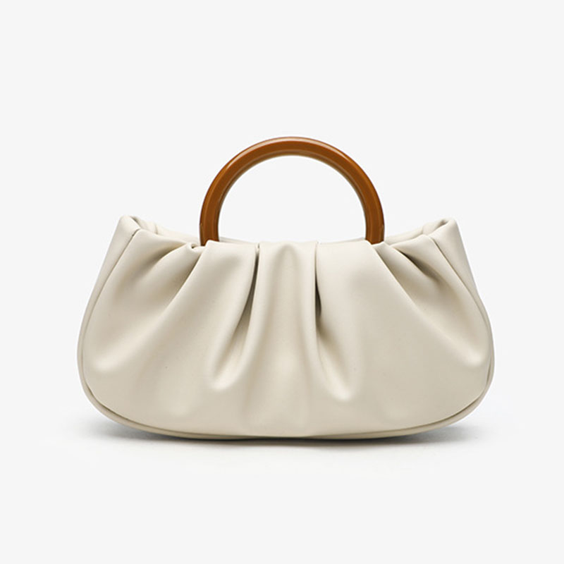 Women's Vegan Leather Ruched Ring Top Handle Bag
