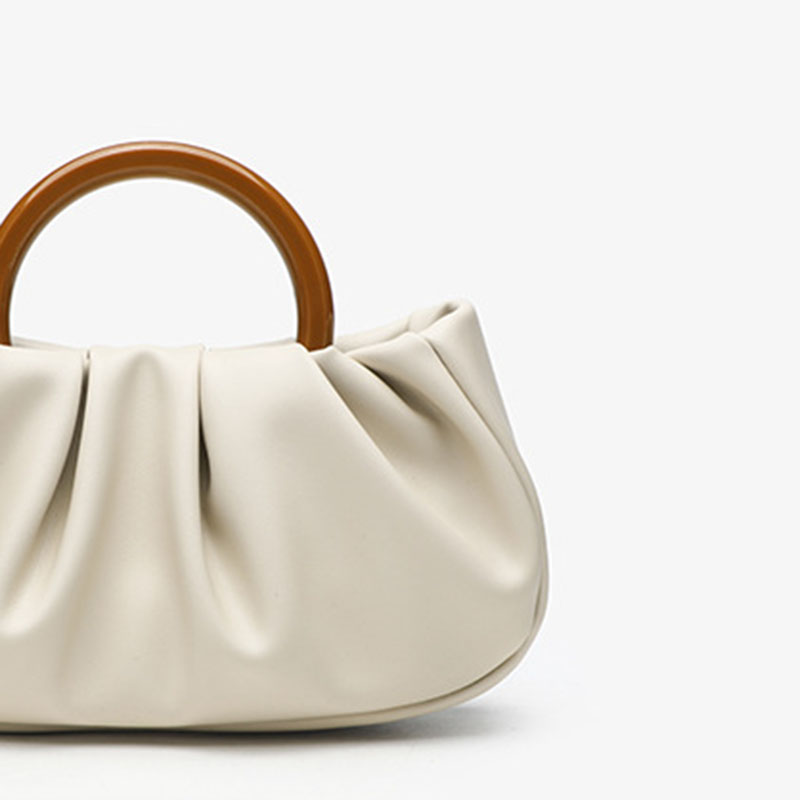 Women's Vegan Leather Ruched Ring Top Handle Bag