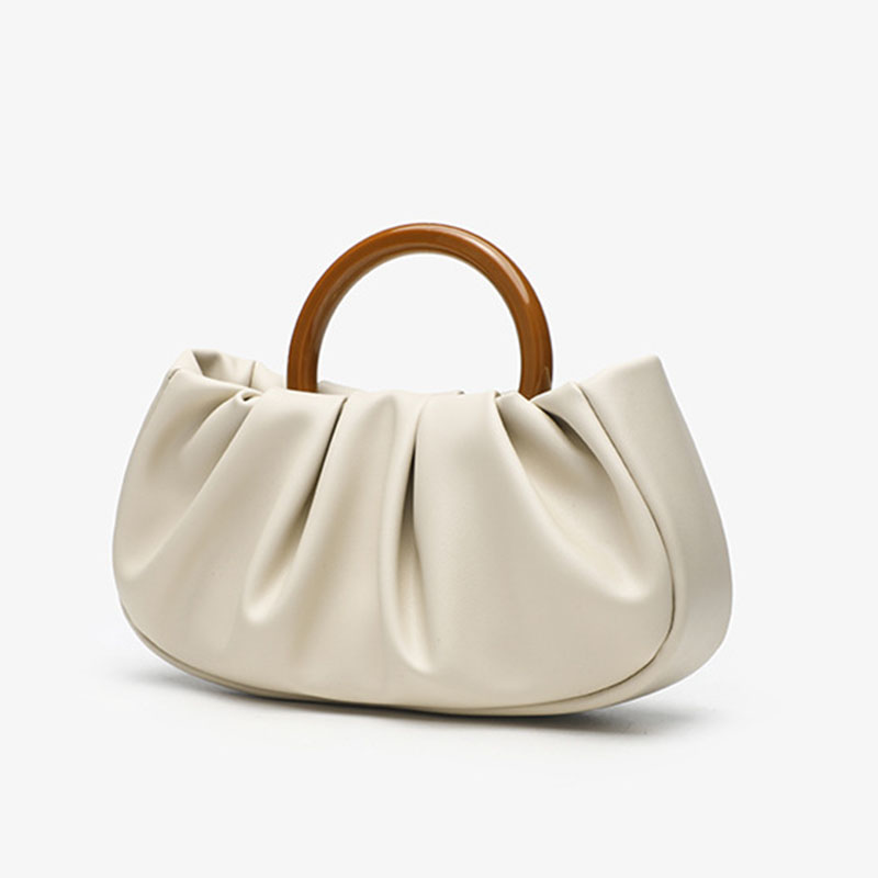 Women's Vegan Leather Ruched Ring Top Handle Bag