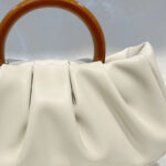 Women's Vegan Leather Ruched Ring Top Handle Bag