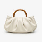 Women's Vegan Leather Ruched Ring Top Handle Bag