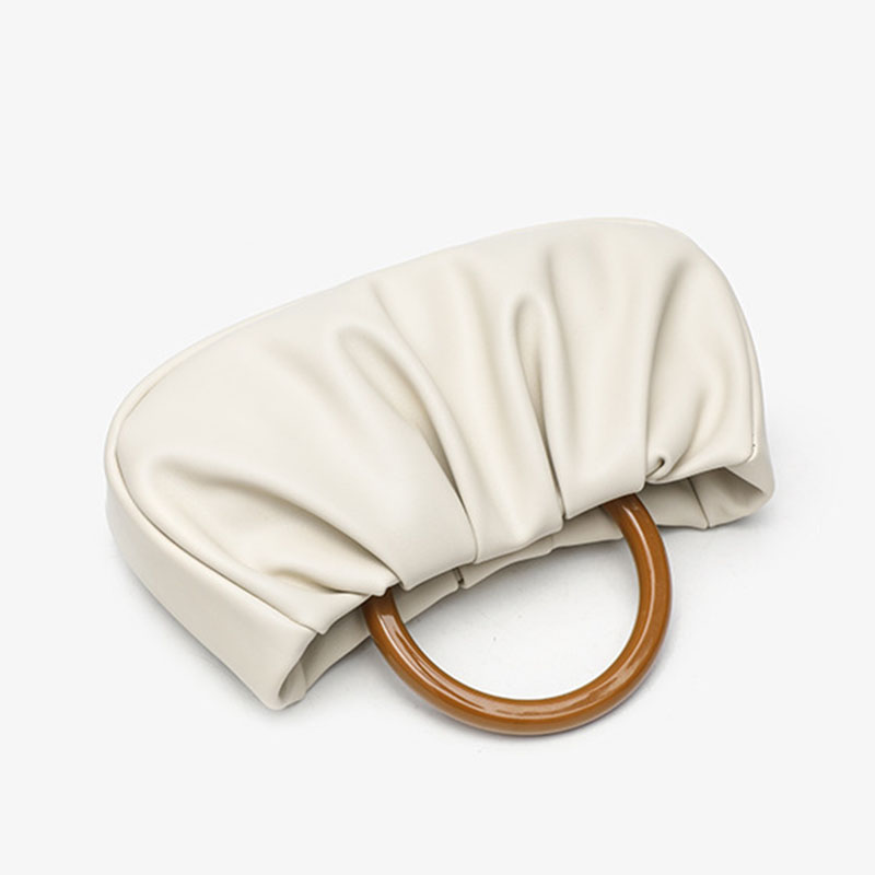 Women's Vegan Leather Ruched Ring Top Handle Bag