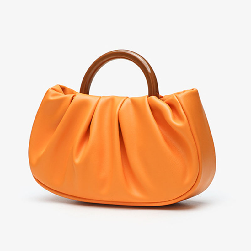 Women's Vegan Leather Ruched Ring Top Handle Bag