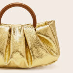 Women's Vegan Leather Ruched Ring Top Handle Bag