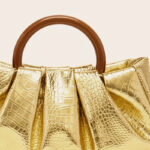 Women's Vegan Leather Ruched Ring Top Handle Bag