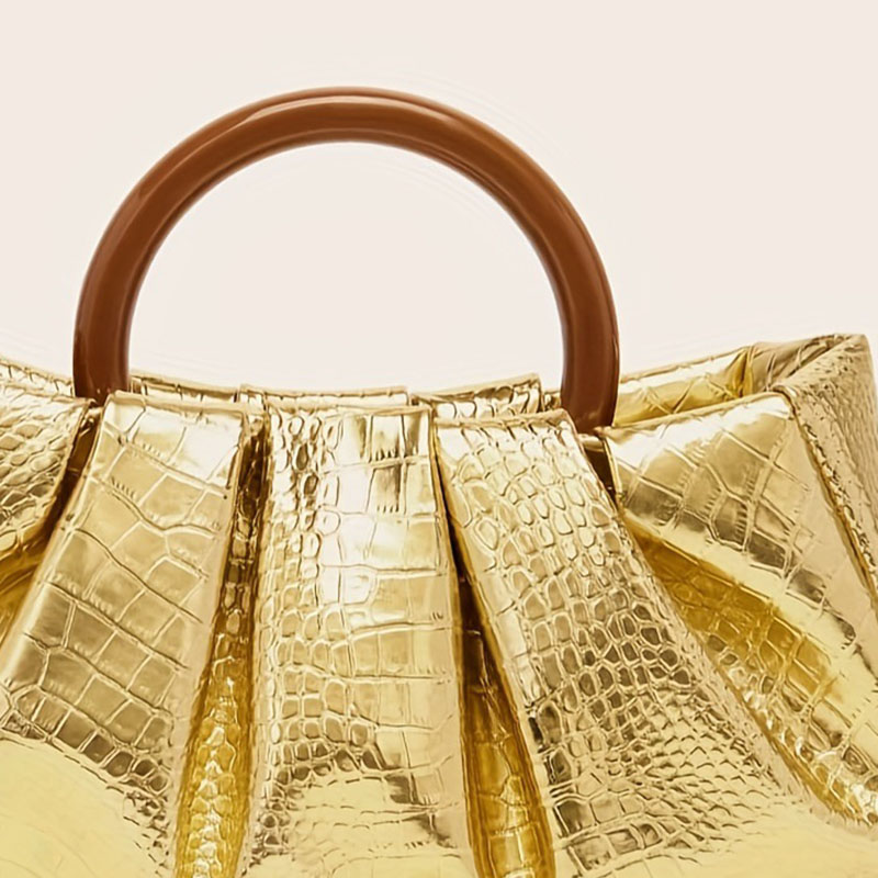 Women's Vegan Leather Ruched Ring Top Handle Bag