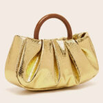 Women's Vegan Leather Ruched Ring Top Handle Bag