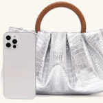 Women's Vegan Leather Ruched Ring Top Handle Bag