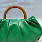 Women's Vegan Leather Ruched Ring Top Handle Bag
