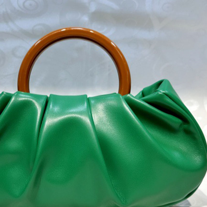Women's Vegan Leather Ruched Ring Top Handle Bag