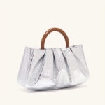 Women's Vegan Leather Ruched Ring Top Handle Bag