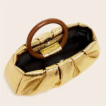 Women's Vegan Leather Ruched Ring Top Handle Bag