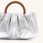 Women's Vegan Leather Ruched Ring Top Handle Bag