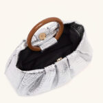 Women's Vegan Leather Ruched Ring Top Handle Bag