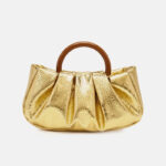 Women's Vegan Leather Ruched Ring Top Handle Bag