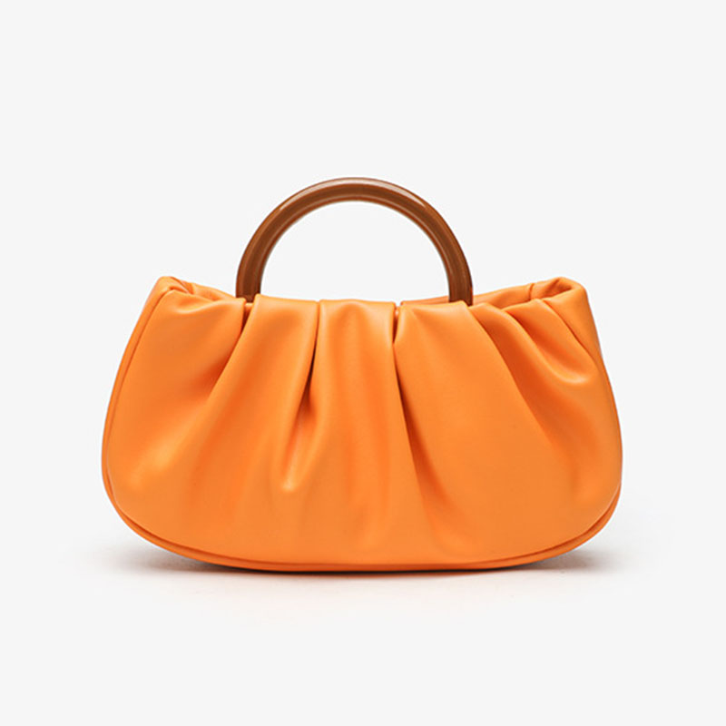 Women's Vegan Leather Ruched Ring Top Handle Bag