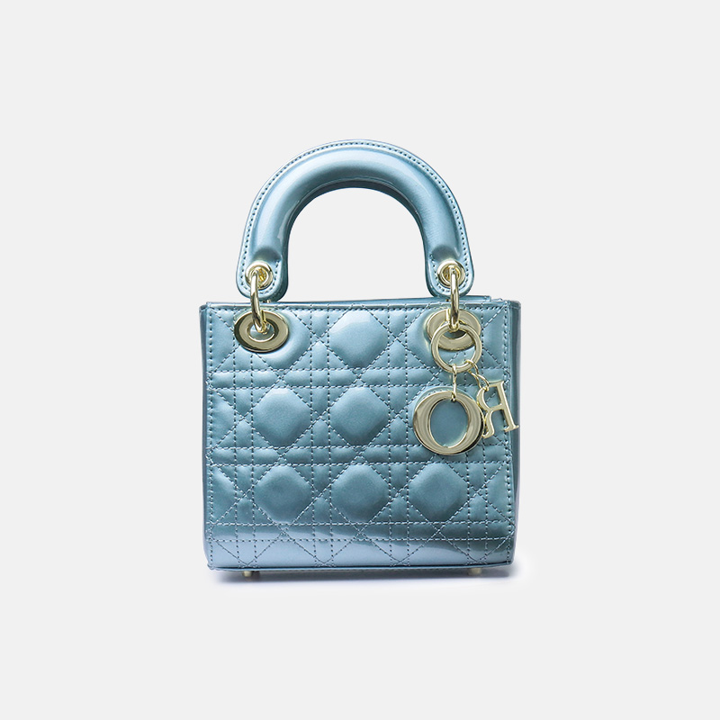 Women's Patent Full-Grain Leather Quilted Crossbody Top Handle Mini Bag