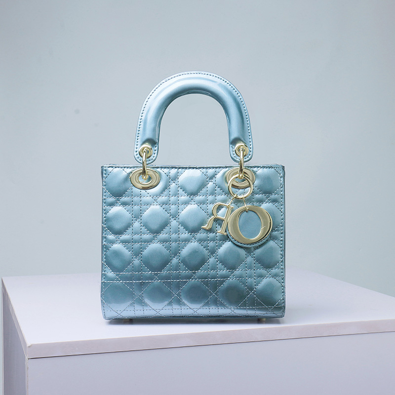 Women's Patent Full-Grain Leather Quilted Crossbody Top Handle Mini Bag
