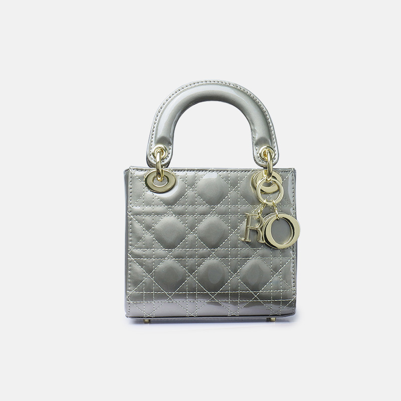 Women's Patent Full-Grain Leather Quilted Crossbody Top Handle Mini Bag