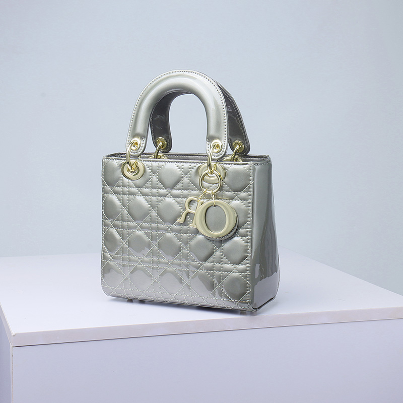 Women's Patent Full-Grain Leather Quilted Crossbody Top Handle Mini Bag