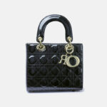 Women's Patent Full-Grain Leather Quilted Crossbody Top Handle Mini Bag