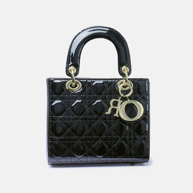 Women's Patent Full-Grain Leather Quilted Crossbody Top Handle Mini Bag