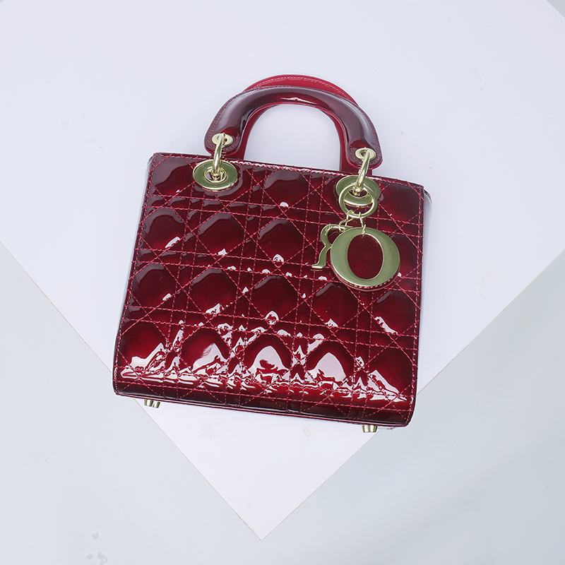 Women's Patent Full-Grain Leather Quilted Crossbody Top Handle Mini Bag