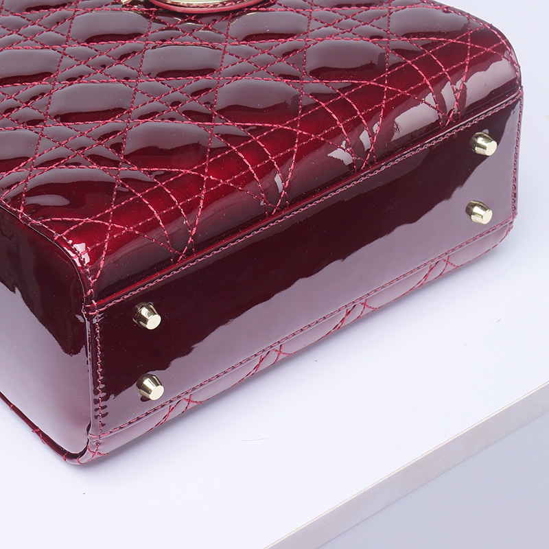 Women's Patent Full-Grain Leather Quilted Crossbody Top Handle Mini Bag