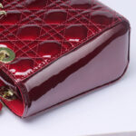 Women's Patent Full-Grain Leather Quilted Crossbody Top Handle Mini Bag