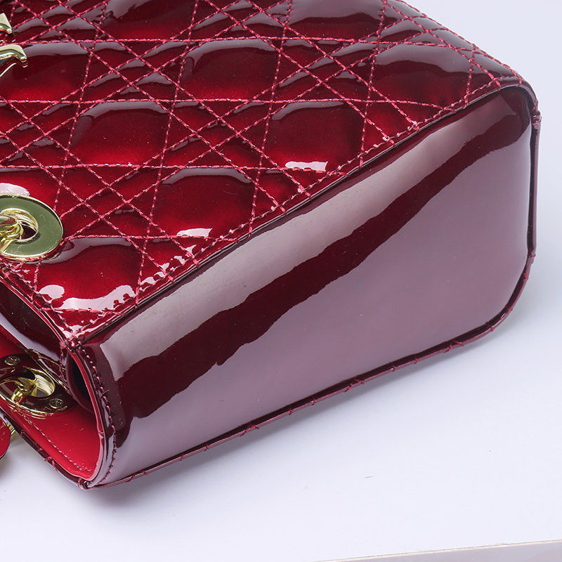 Women's Patent Full-Grain Leather Quilted Crossbody Top Handle Mini Bag
