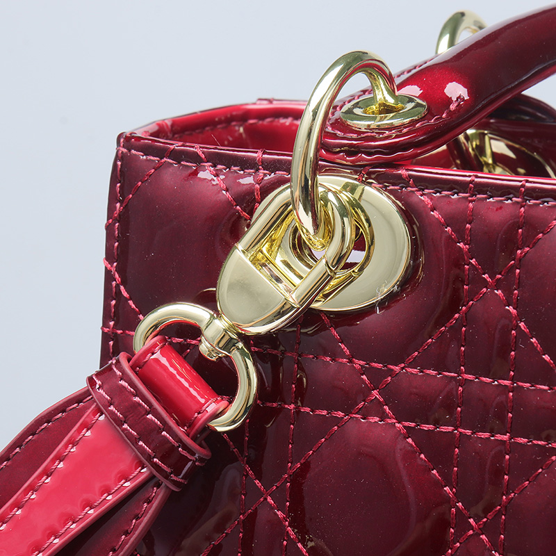 Women's Patent Full-Grain Leather Quilted Crossbody Top Handle Mini Bag