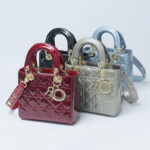 Women's Patent Full-Grain Leather Quilted Crossbody Top Handle Mini Bag