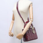 Women's Patent Full-Grain Leather Quilted Crossbody Top Handle Mini Bag