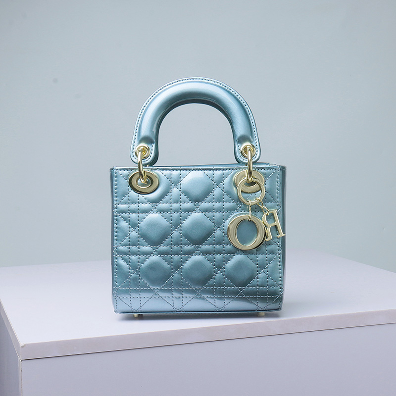 Women's Patent Full-Grain Leather Quilted Crossbody Top Handle Mini Bag