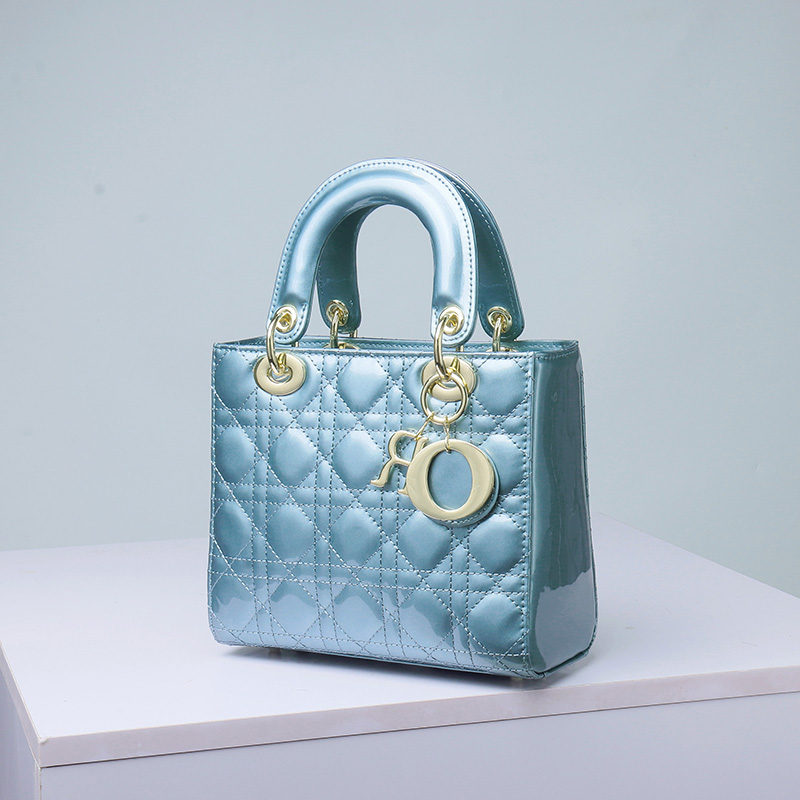 Women's Patent Full-Grain Leather Quilted Crossbody Top Handle Mini Bag