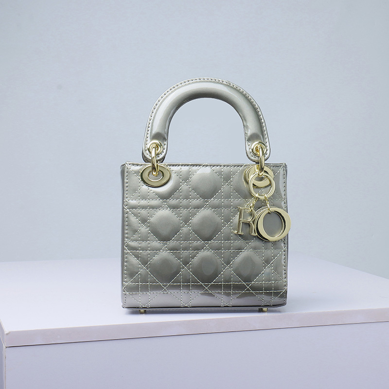 Women's Patent Full-Grain Leather Quilted Crossbody Top Handle Mini Bag