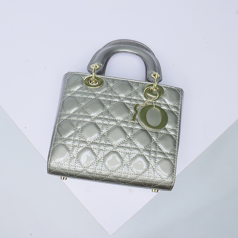 Women's Patent Full-Grain Leather Quilted Crossbody Top Handle Mini Bag