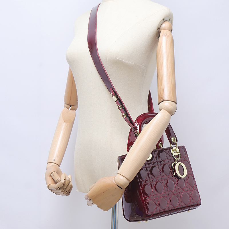 Women's Patent Full-Grain Leather Quilted Crossbody Top Handle Mini Bag