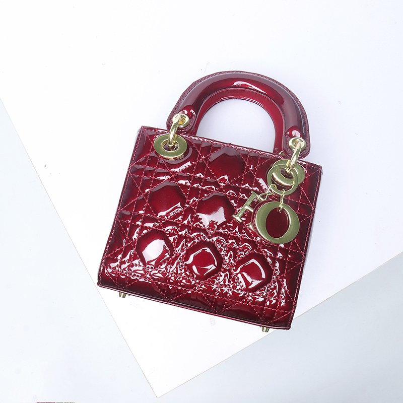 Women's Patent Full-Grain Leather Quilted Crossbody Top Handle Mini Bag